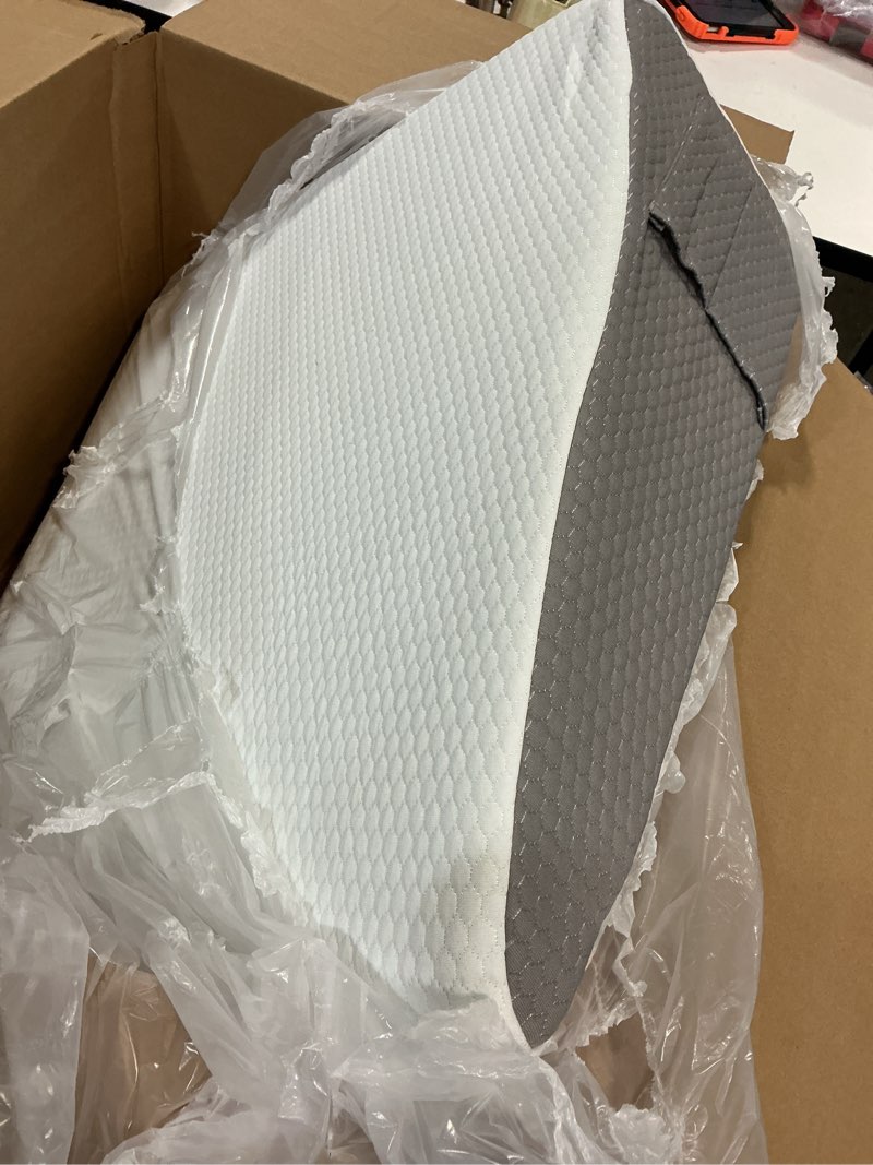 Condition photo showing Good Condition for Wedge Pillow for Acid Reflux, Bed Wedge Pillow for Headboard 10", Pillow Wedge for Back Pain Relief, Post Surgery, Elevated Pillows for Sleeping, Snoring, Triangle Pillow with Cover, White 24*24*10 Inch White/Grey