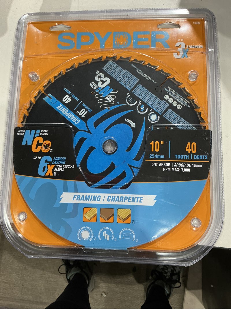 spyder framing tarantula 10-in 40-tooth tungsten carbide-tipped steel miter saw blade