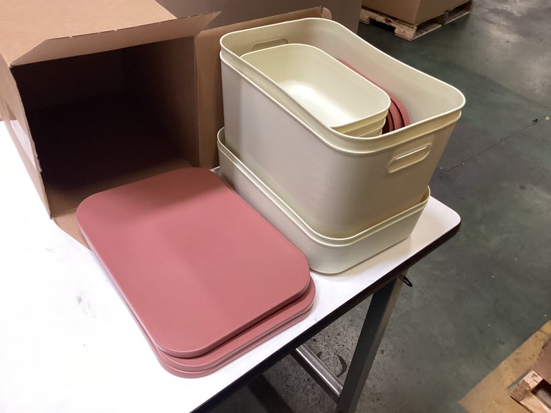 8 pack mixed plastic storage bins with lid storage basket containers organizer containers stackable boxes plastic cube bins for office, classroom, home, playroom, crafts, snacks