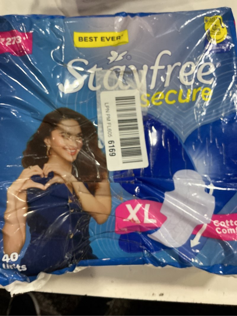 Condition photo showing New/Like New for stayfree secure extra large cottony soft cover sanitary pads for women with wings, 40 pads
