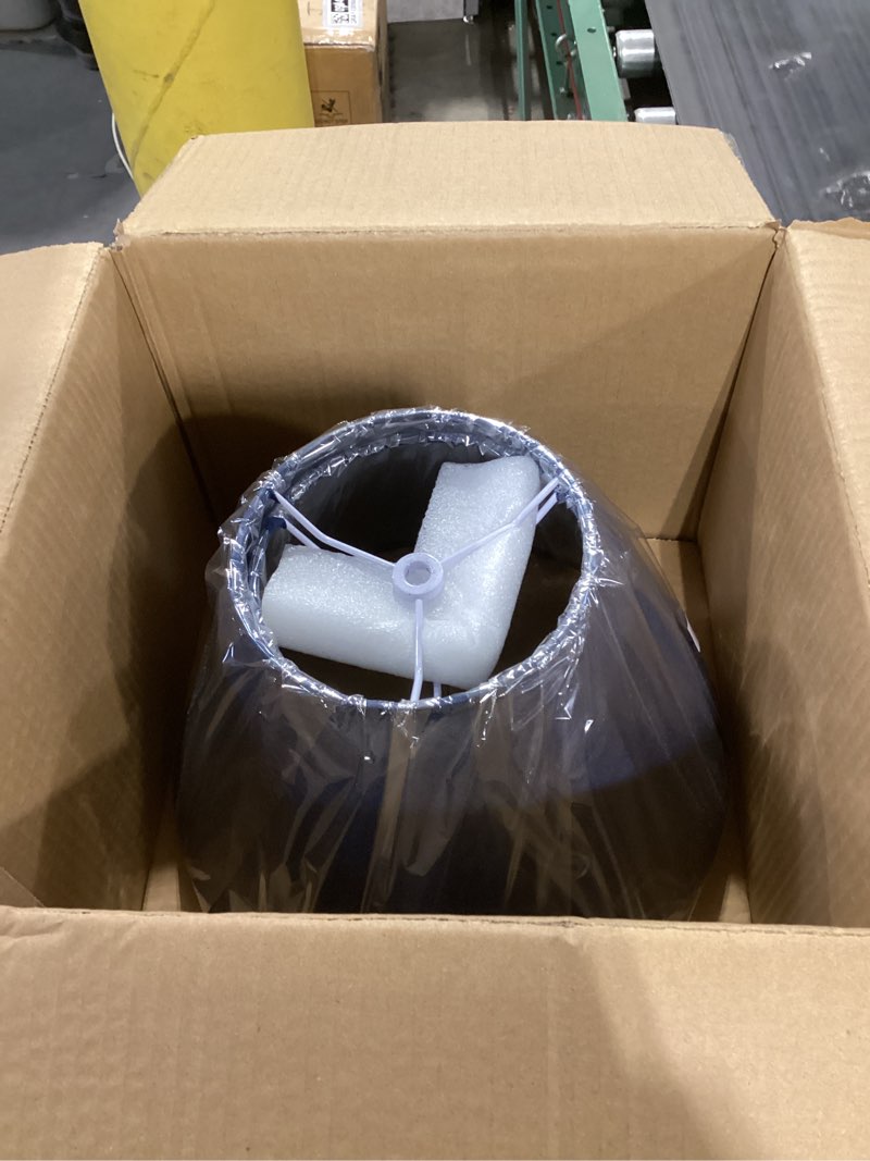 Condition photo showing New/Like New for Navy Blue Lamp Shades Set of 2, No Assembly Required Medium Lampshade 6" Top x 12" Bottom x 8" High, Replacement Lamp Shades for Table Lamps, Floor Lamps, Metal Spider Fitter