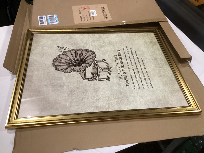 Condition photo showing As Is for (1 frame)tkygu 18x24 picture frame with real glass, vintage frames - antique style frames for wall - ornate frame for rustic gold office or home decor display family friends wedding gift ps-gold- 18x24in