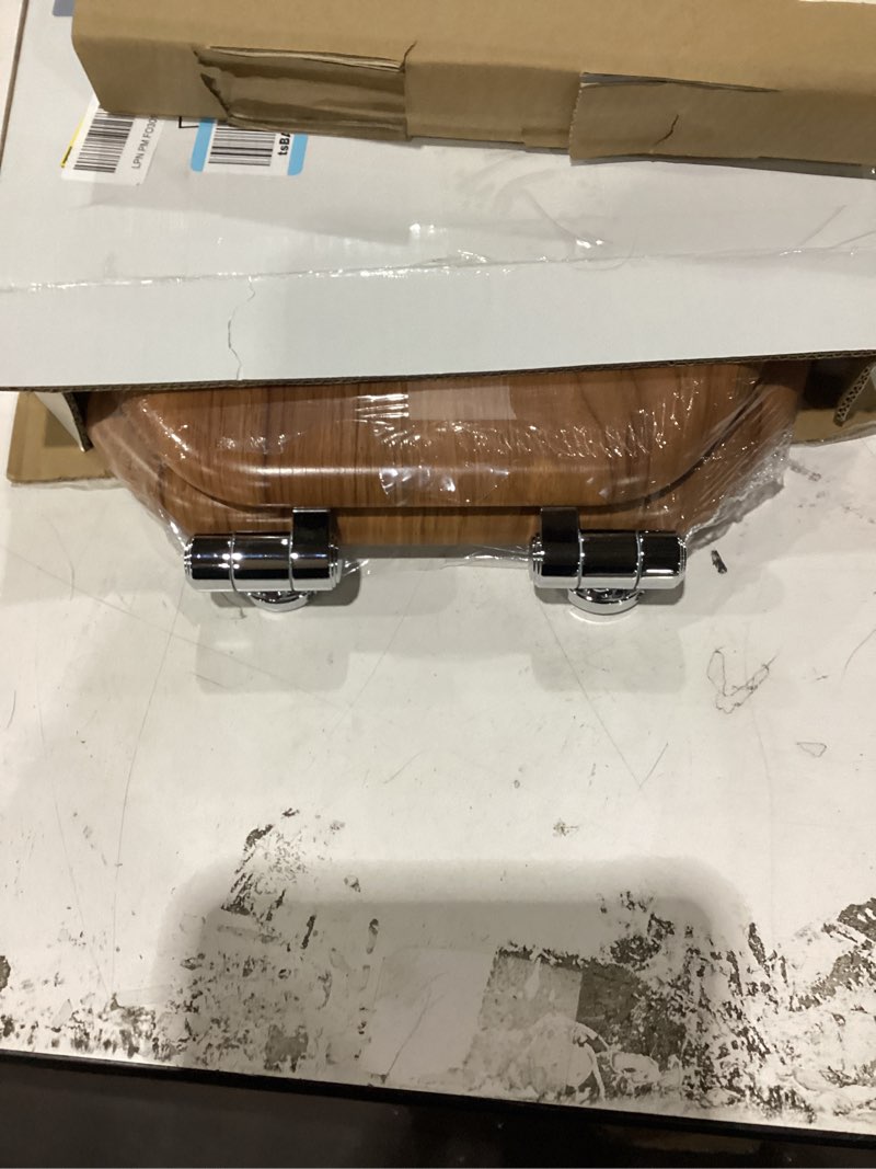 Condition photo showing Good Condition for Round Toilet Seat Molded Wood Toilet Seat with Quietly Close and Quick Release Hinges, Easy to Install also Easy to Clean by Angol Shiold (Round, Natural) Round - Metal Hinge Natural