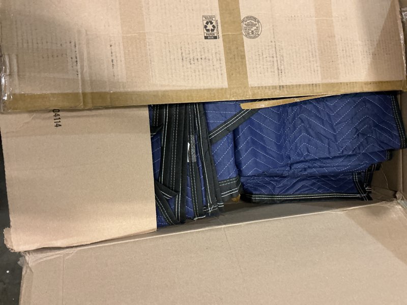 Condition photo showing As Is for aliceset 6 pack moving blankets 40" x 72", heavy duty quilted furniture pads for moving, double sided padded furniture protection blankets for shipping storage(royal blue) 40" x 72" royal blue 6