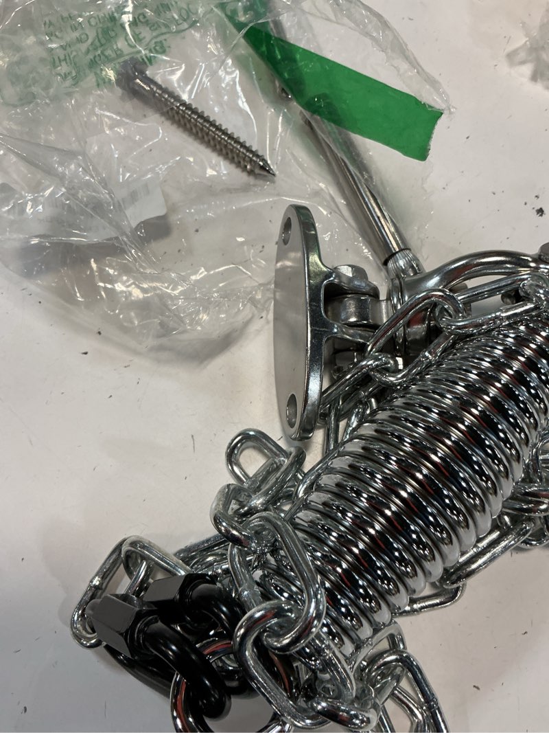 Condition photo showing As Is for seleware hammock chair hanging kit, stainless steel bearing swing hanger with heavy duty spring and chain, ceiling mount for hanging indoor outdoor swing, hammock chair, heavy punching bags bearing swing hanger with chain & conical spring