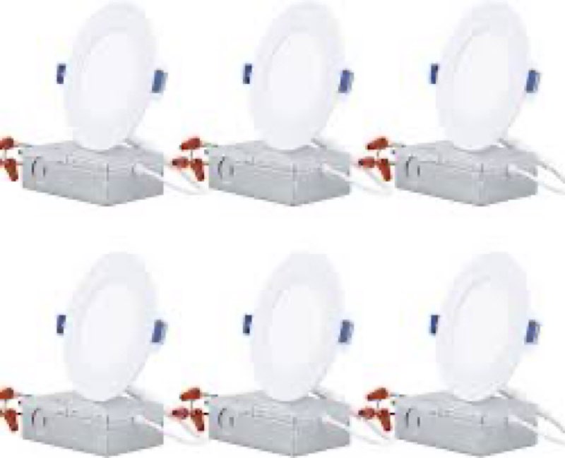 TORCHSTAR Essential Series 4 Inch Ultra-Thin LED Recessed Lighting with J-Box, 10W Dimmable Slim Pan