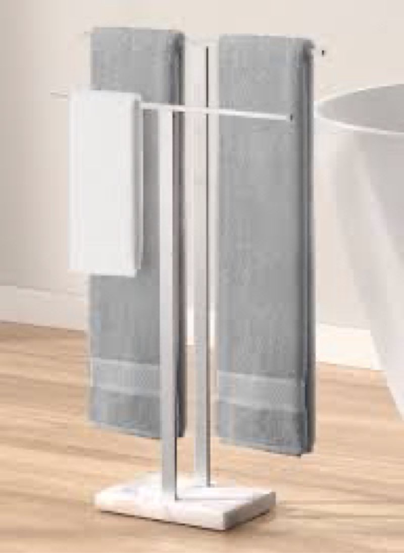 KES Freestanding Towel Rack 2-Tier 33''H Dual T-Shape Towel Stand with Weighted Marble Base for Bathroom 18/8 Stainless Steel