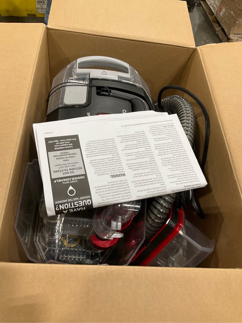 Condition photo showing As Is for Hoover CleanSlate XL Deep Cleaning Carpet + Upholstery Spot Cleaner Machine with Specialized Tools, Permanent Stain Remover, Pair with Hoover Portable Spot Cleaner Solution