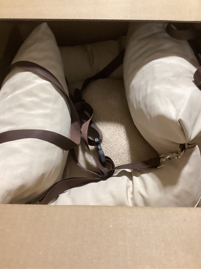 Condition photo showing As Is for Lesure Small Dog Car Seat for Small Dogs - Waterproof Dog Booster Car Seat with Storage Pockets, Clip-On Safety Leash and Thickened Memory Foam Filling, Pet Carseat Puppy Travel Carrier Bed, Beige