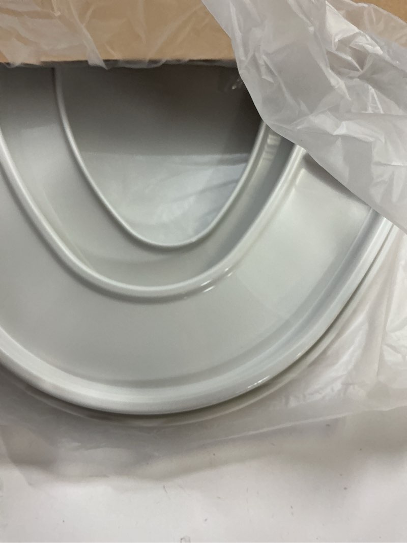 Condition photo showing As Is for Mayfair Little2Big? Elongated Plastic Toilet Seat in White with STA-TITE? Seat Fastening System? and Whisper•Close? Hinge