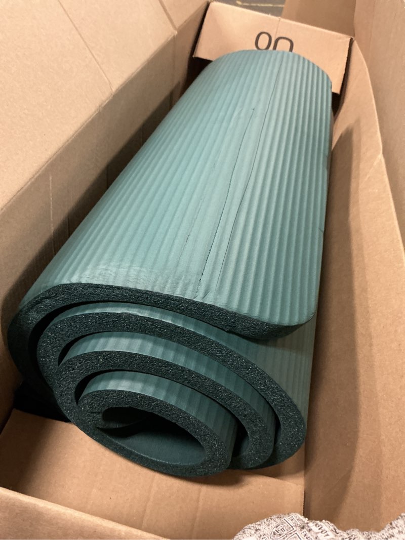 Condition photo showing Good Condition for Yoga Mat Thick 1 inch Exercise Mat 76.7"x24" Workout Mats for Home Gym, Non-slip Yoga Mat for Women Men, with Carrying Yoga Bag Dark Green