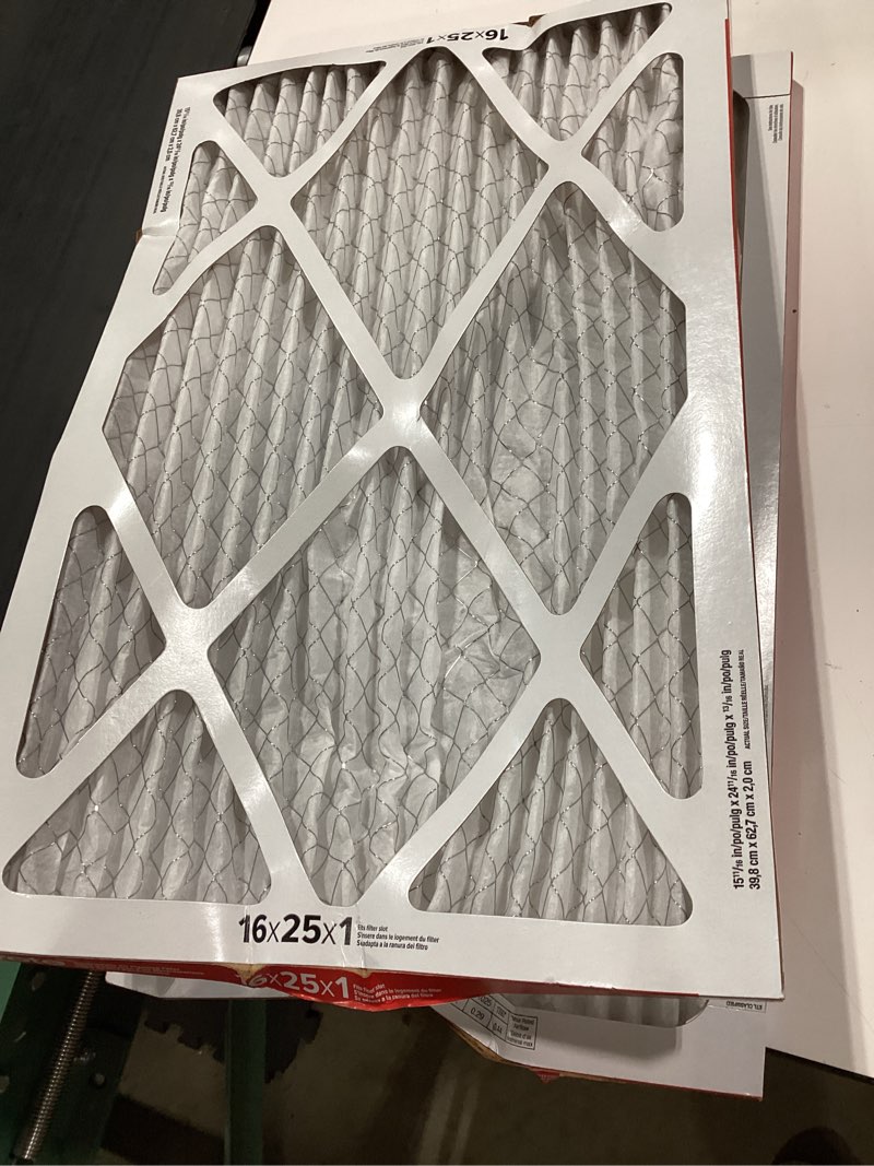 Condition photo showing As Is for filtrete 16-in w x 25-in l x 1-in merv 11 1085 mpr allergen defense extra electrostatic pleated air filter (2-pack)