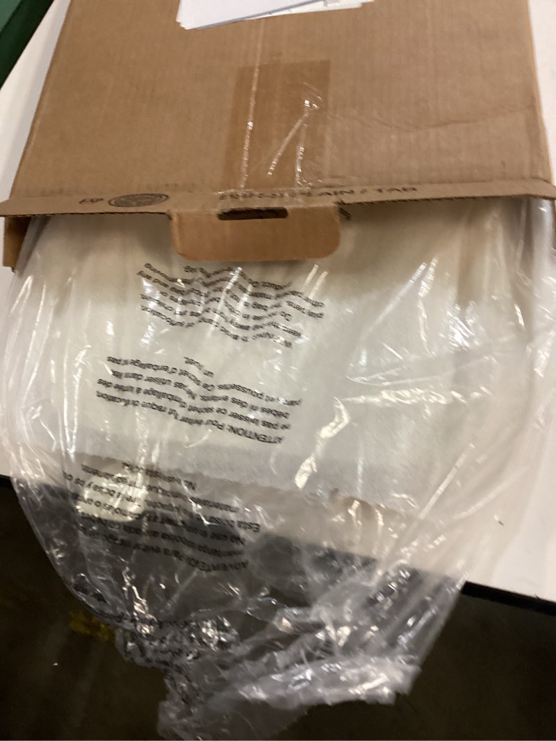 Condition photo showing As Is for centoco eljer emblem round toilet seat with square front, closed front with cover, residential, plastic, made in the usa, emb201-306, natural round 306-natural/bone