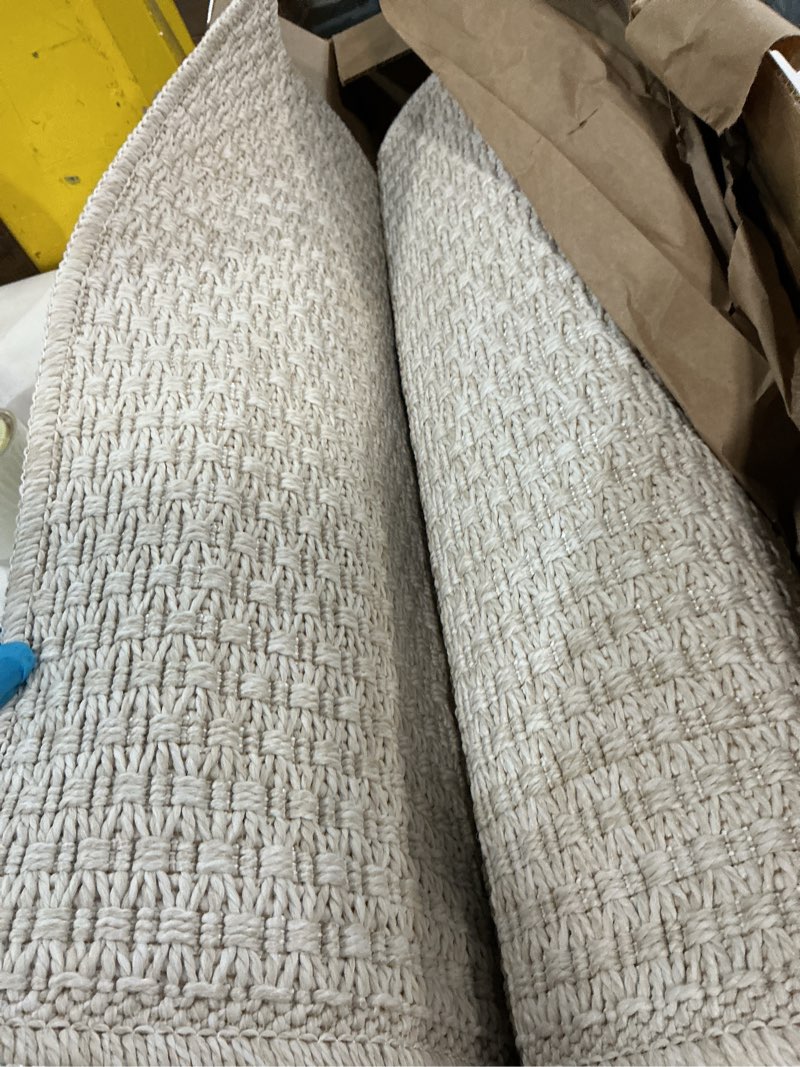 Condition photo showing Good Condition for Easy Jute Runner Rug 2x7 Indoor Outdoor Natural Rugs Solid Fiber Rug Woven Area Rug Boho Easy Clean Inside Carpet for Living Room Bedroom Dining Room Hallway or Outdoor Patio Porch (2 X 7 Bone)