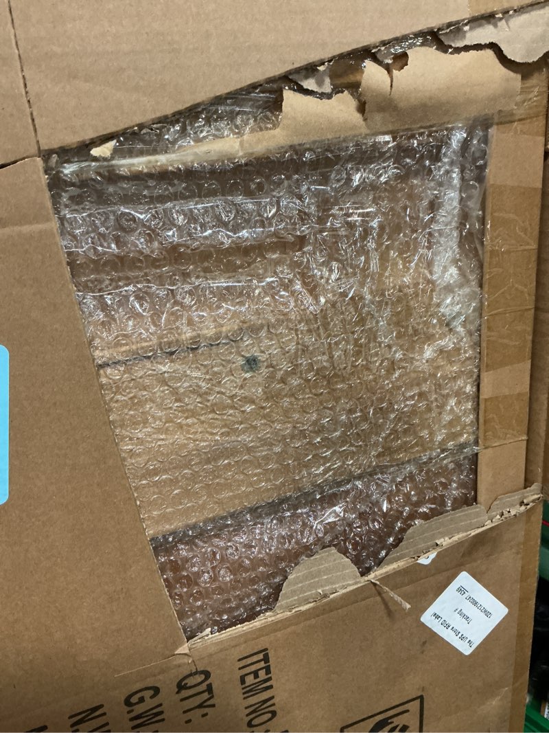 Condition photo showing As Is for Wnutrees Farmhouse 43" Coffee Table,Solid Wood Center Tables for Living Room and Office, Rustic Wooden Rectangular Table with V-Shaped Support, Natural