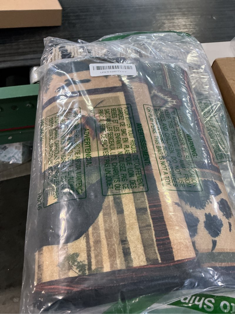 Condition photo showing Good Condition for cabin rustic runner rug 2x6 hallway rugs,deer country bear wildlife vintage entryway rugs indoor entrance door mat beside rug washable kitchen runners non slip accent throw area carpet for hallways brown green 2'x6'