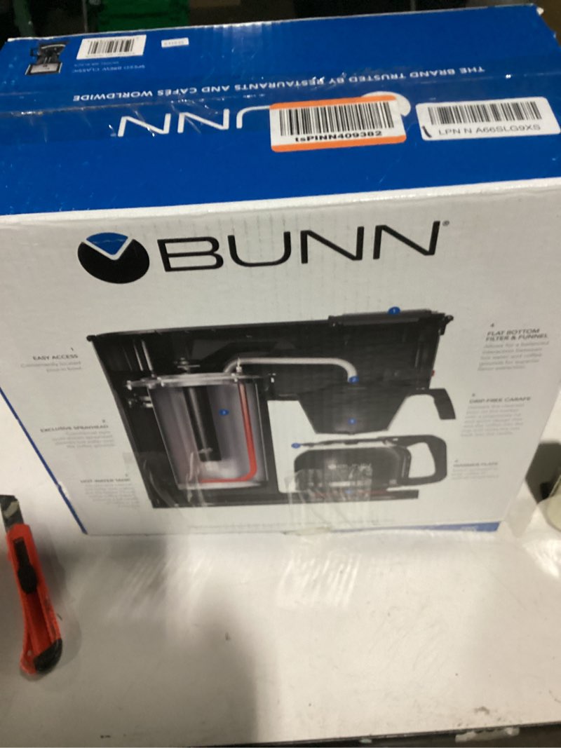 Condition photo showing As Is for bunn grb speed brew classic 10-cup coffee maker  black  38300.0063