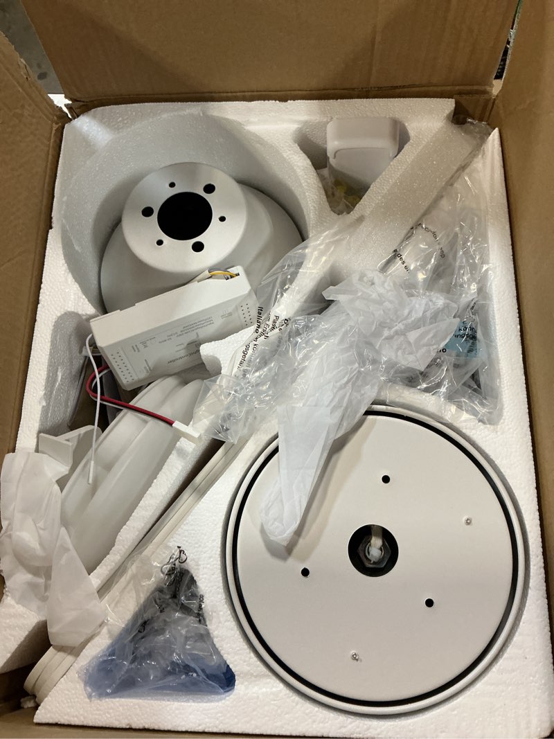 Condition photo showing Good Condition for ceiling fans with lights and remote, 36 inch ceiling fan with light, low profile, reversible, dimmable led, flush mount, quiet, dc motor, white ceiling fan for bedroom, kitchen, office white 36 inch