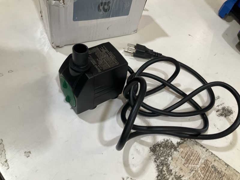 Condition photo showing As Is for 100gph fountain pump
