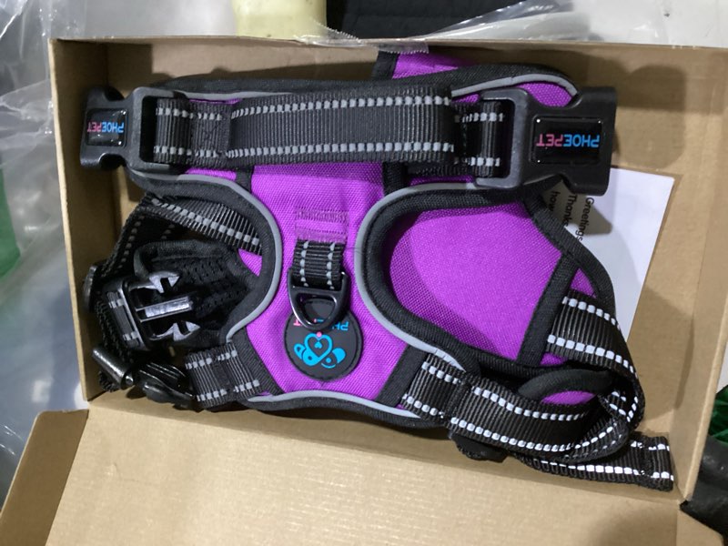Condition photo showing Good Condition for phoepet no pull dog harness medium reflective front clip vest with handle,adjustable 2 metal rings 3 buckles,[easy to put on & take off](m, purple) medium purple