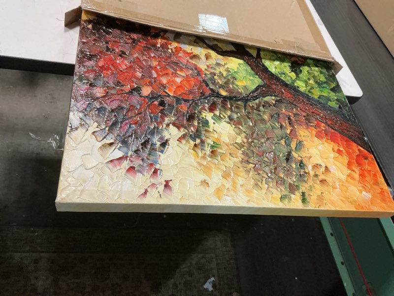 Condition photo showing Good Condition for Tiancheng Art,30x60 Inch Modern Hand-Painted Tree Art Oil Painting Acrylic Abstract Wooden Frame Canvas Wall Art for Living Room Bedroom Office Hanging Residence Decorations 60"L x 30"W