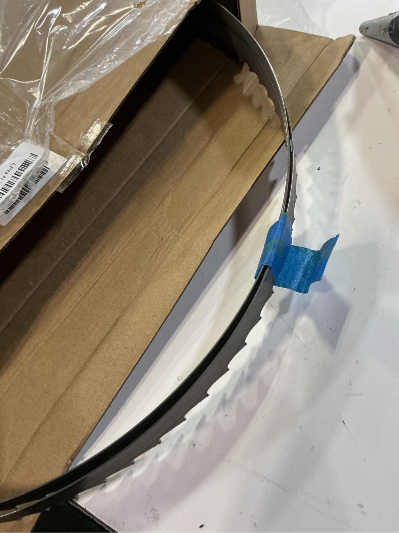 Condition photo showing As Is for dark stone 133" carbide-tipped resaw bandsaw blade, 5/8" x 2 tpi — long-life carbide teeth with hook tooth geometry for hardwood resawing, heavy-duty professional use | model ds23442 133 x 5/8 x 0.032, 2 tpi hook tooth