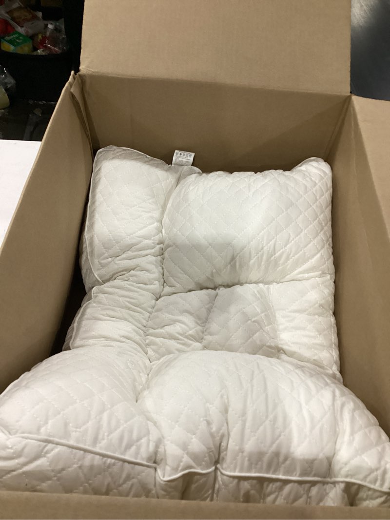 Condition photo showing As Is for gurum premium latex pillow, 100% latex, organic cotton, ergonomic design, bed pillows, neck support, relieves pressure, neck and shoulder pain