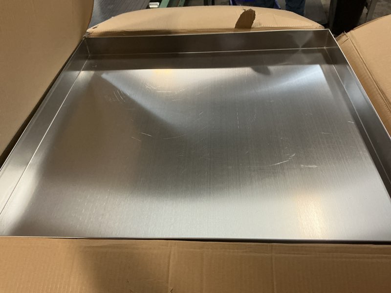 Condition photo showing Good Condition for Upgraded 30" x 28"×2.5" 304 Stainless Steel Washing Machine Drip Pan,Heavy Duty Washer Drip Tray with Anti-slip Bottom Pad-Free with this Multi-Purpose Washer Drip Pan 30"x28"×2.5"
