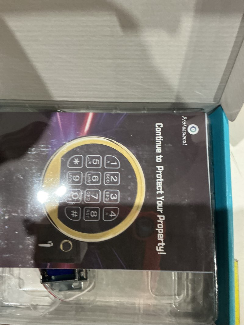 Condition photo showing As Is for electronic safe lock replacement keypad with solenoid, with programmable electronic keypad, lock fits high security safe box and security cabinet