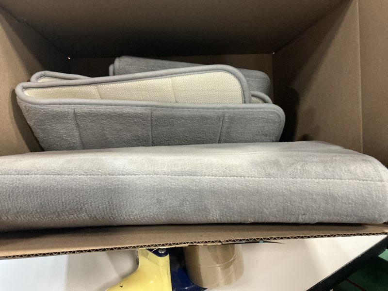 Condition photo showing Good Condition for Memory Foam Bathroom Rugs Sets 3 Piece, Extra Thick Soft Absorbent Non Slip Upgraded, Washable Toilet Bath Mat Shower Carpet for Bedroom, Living Room (Grey, U Shape 24” X 24”+24” X 32”+17” X 48”) Grey 24” X 24”+24” X 32”+17” X 48”