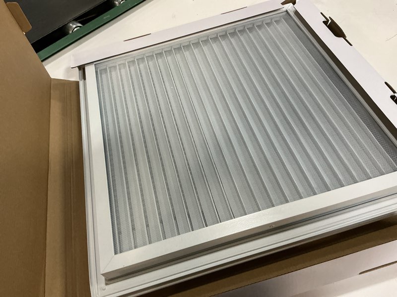 Condition photo showing Good Condition for 2-Pack 20"x20" Aluminum Gable Vents – Modern Shed and Attic Vents for Heat Flow & Moisture Control – Vent Opening: 18"x18", Sleek Exterior Wall Fit 18" x 18" Vent Opening - 2 Pack White