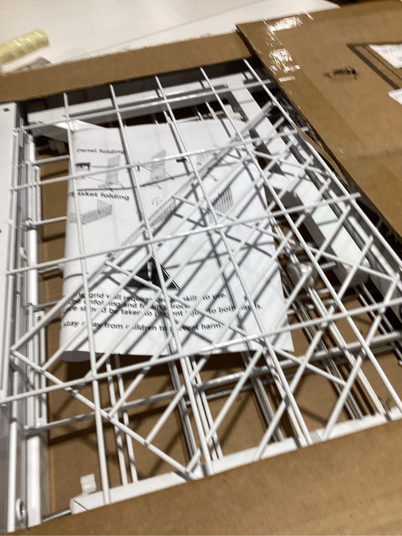 Condition photo showing New/Like New for Foldable Grid Wall Panels, Gridwall Panels with Folding Baskets, Tool-Free Assembly and Folding, for Storage and Retail Merchandise Display (White)
