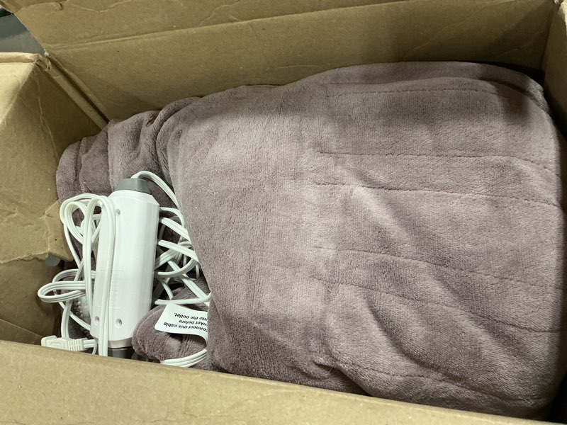 Condition photo showing As Is for electric heated blanket twin size 62"x84" - dual-sided with microplush & sherpa fabric, 4 heat settings & 10 hours auto off, machine washable - berry 02-berry twin(62"x84")