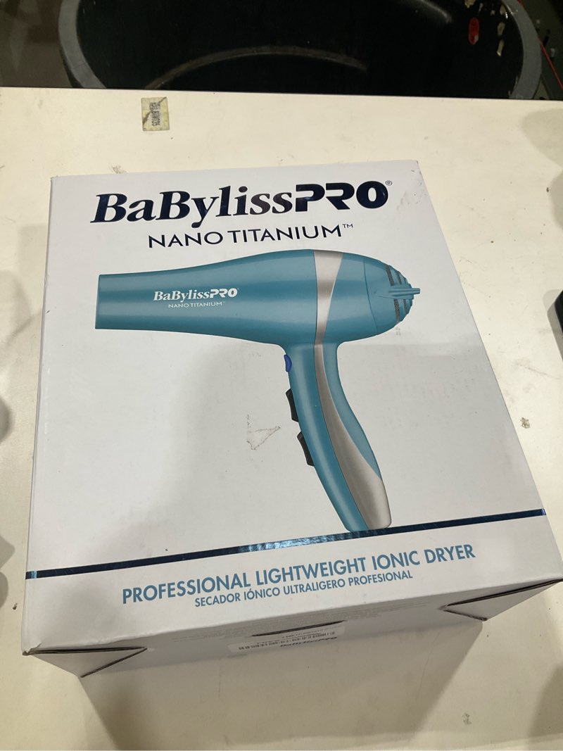 Condition photo showing As Is for babylisspro nano titanium 2000-watt blow dryer with concentrator nozzle, professional grade ionic corded styling tool for hair hair dryer blue