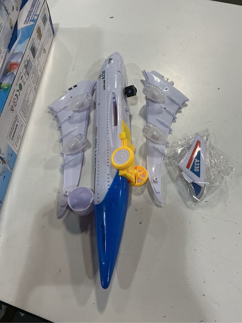 Condition photo showing As Is for toysery airplane toys for kids, bump and go action, toddler toy plane with led flashing lights and sounds for boys & girls 3 -12 years old (airbus a330)