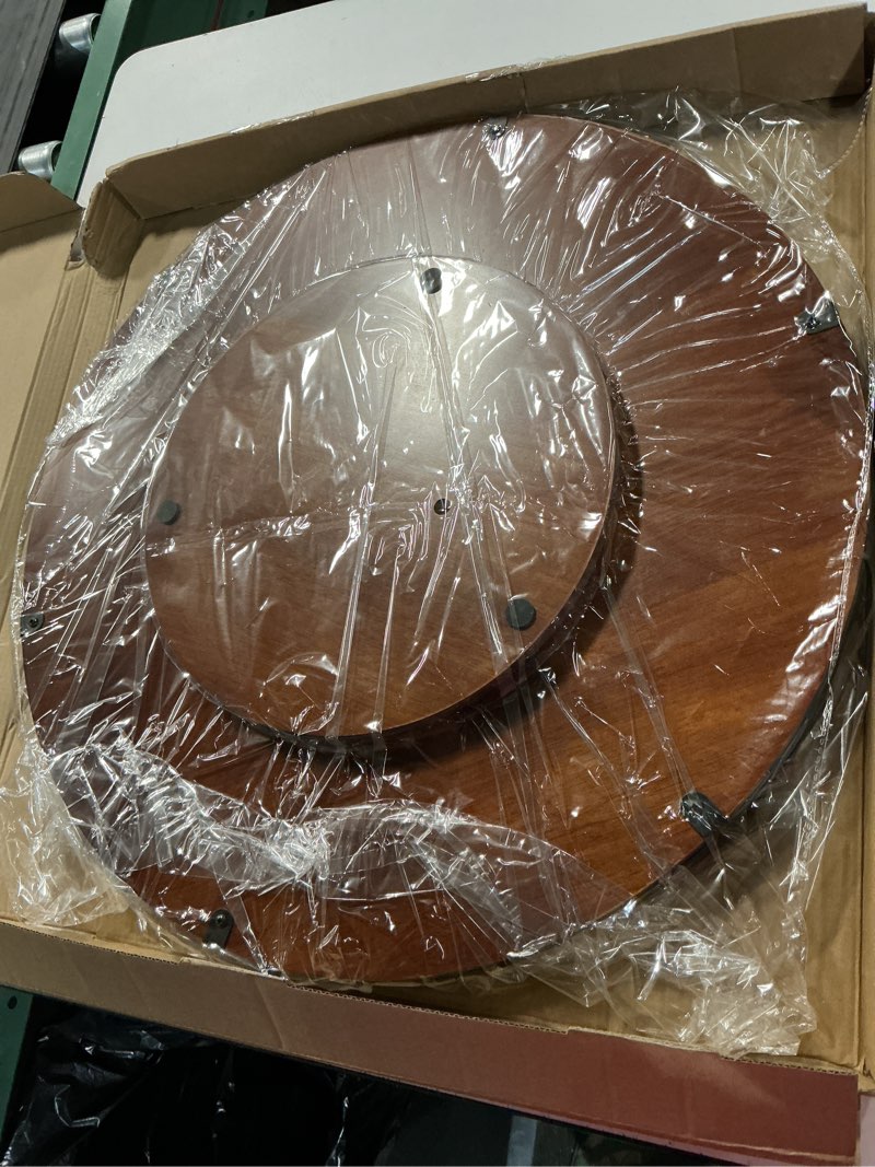 Condition photo showing New/Like New for farmhouse oak 21" lazy susan turntable organizer for cabinet, round wooden lazy susan organization and storage for dining table, pantry, kitchen, countertop, cupboard,home decor, walnut (21) walnut 21 inches