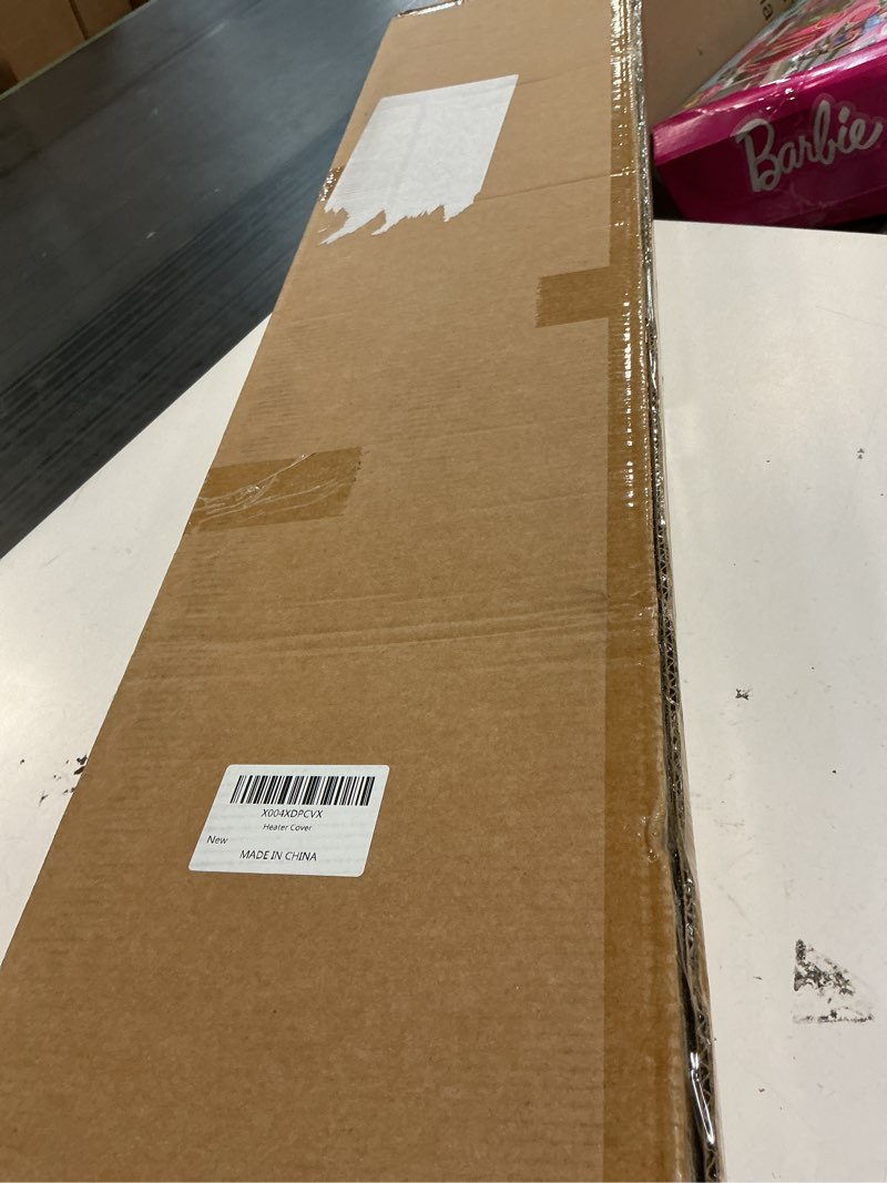 Condition photo showing New/Like New for 3ft-6ft baseboard heater cover, adjustable baseboard heater covers with end caps, easy slip-on baseboard covers for hydronic home heating systems