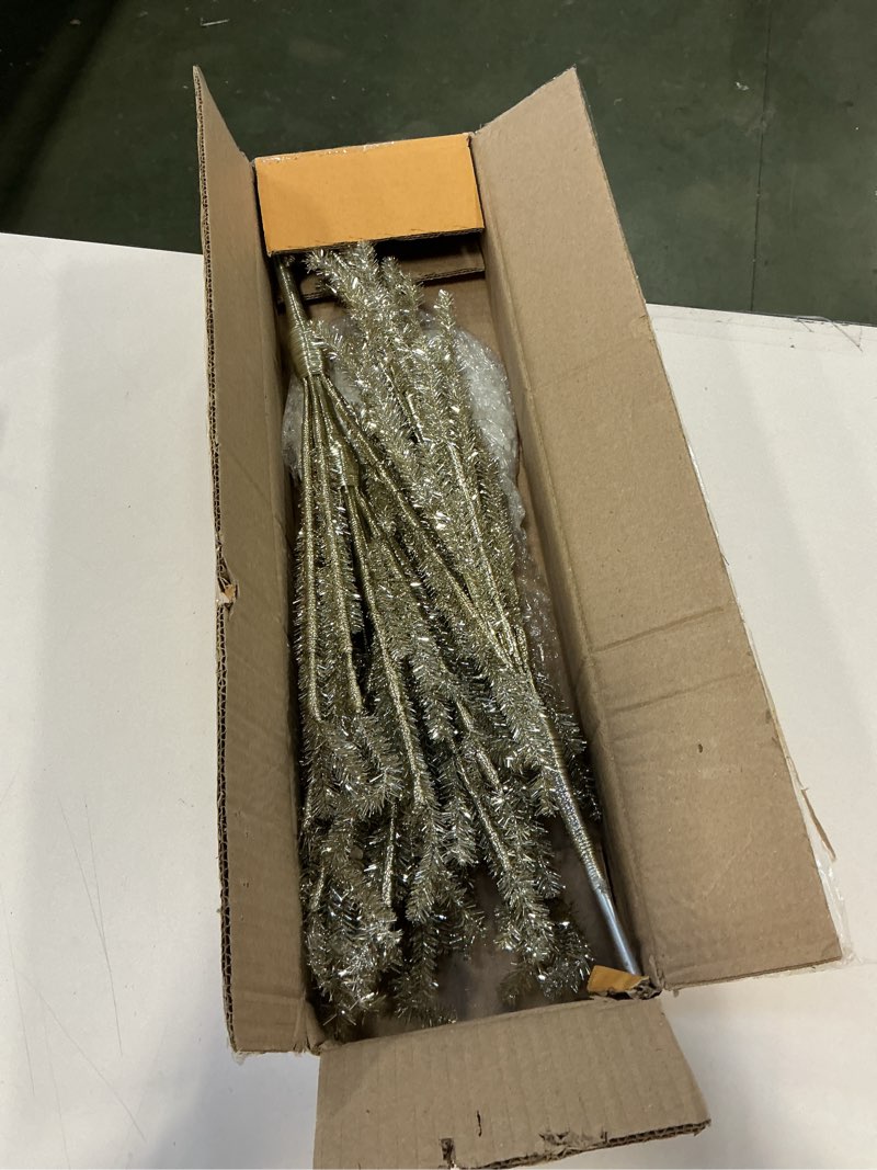 Condition photo showing New/Like New for 40 Inch Tinsel Christ mas Tree Antique Silver - 3.33 Foot Tinsel Pine Tree