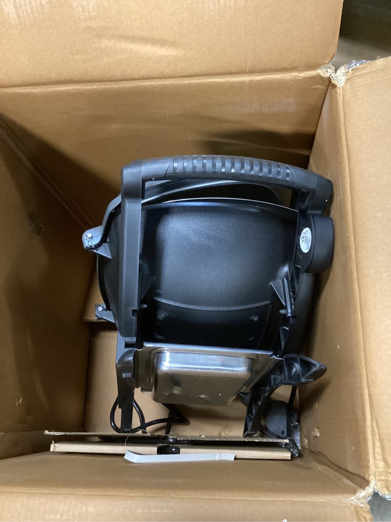 Condition photo showing As Is for Weber Q1400 Electric Grill, Gray – Portable 1560?Watt Outdoor Electric BBQ with Porcelain?Enameled Cast?Iron Grates – Compact Balcony & Patio Grill with Infinite Control Settings