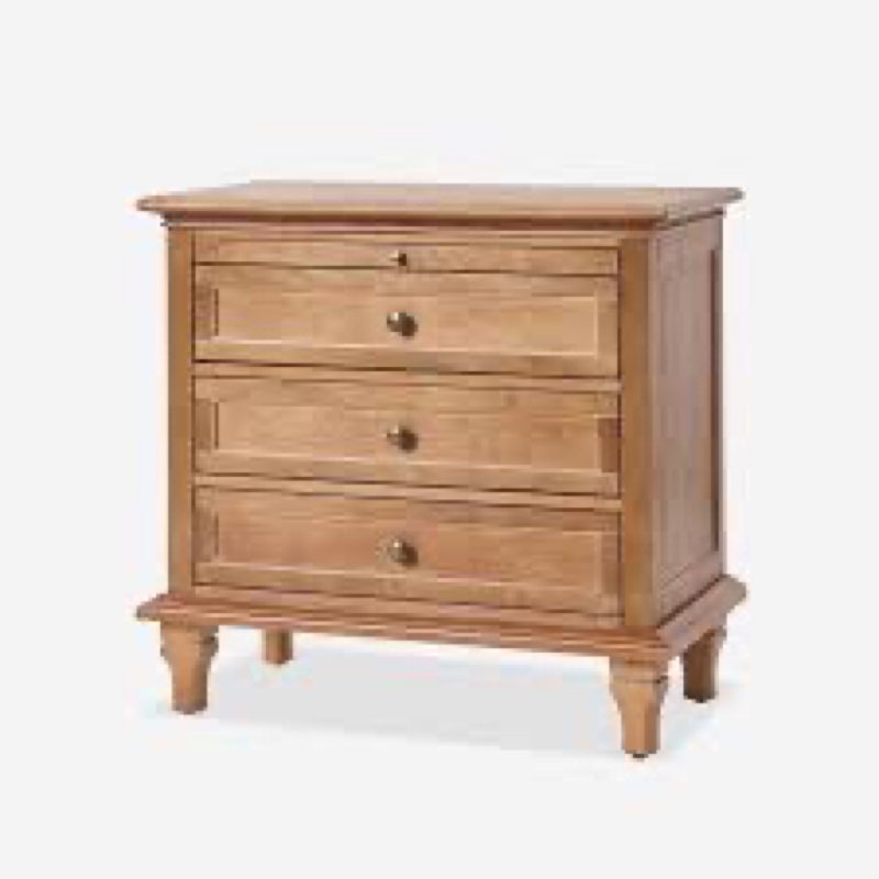 Dominic 3 drawer end table with built outlets  natural 