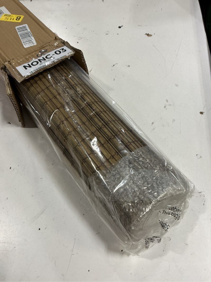 Condition photo showing Good Condition for lazblinds no tools no drill cordless bamboo roman shades, light filtering window treatment, roll up bamboo blinds for windows 39'' w x 64'' h, eastfield teak light filtering-eastfield teak 39" w × 64" h