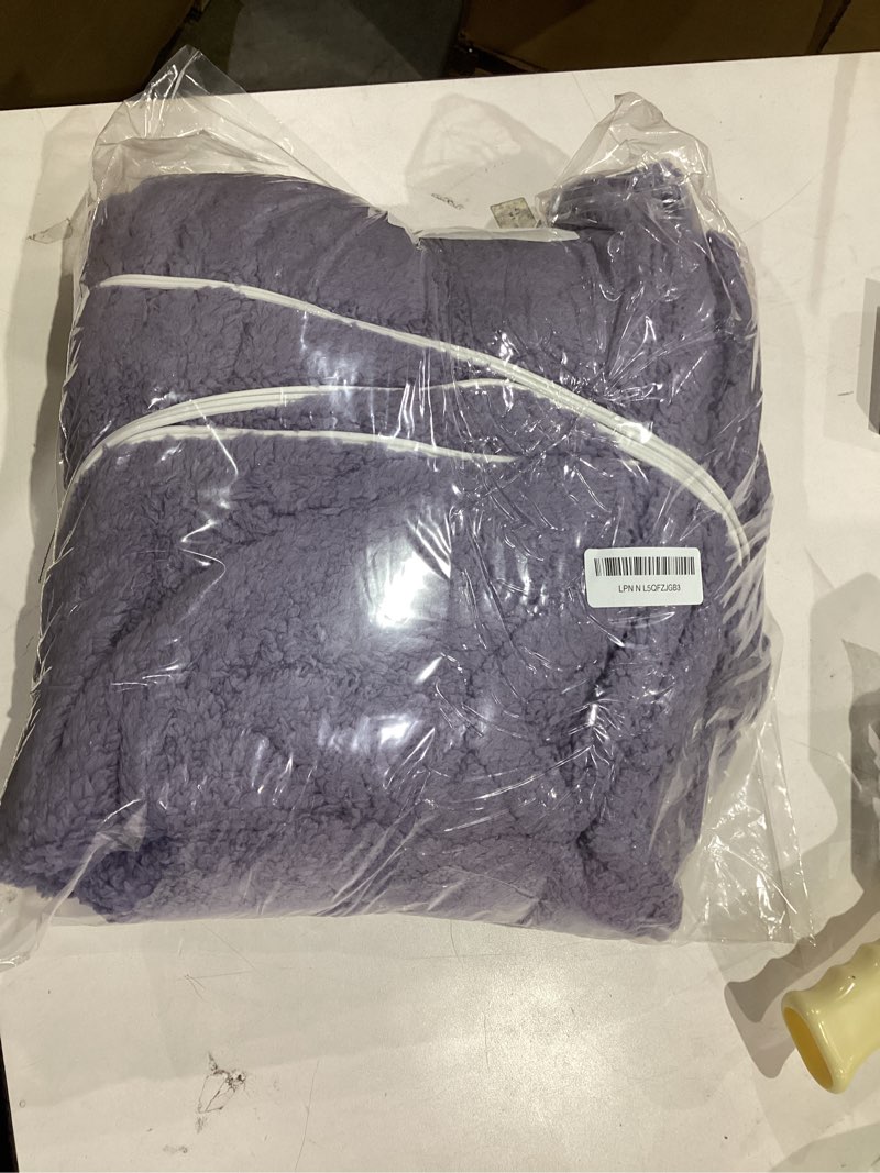 Condition photo showing As Is for ESTINGO Electric Throw Blanket, Heated Blanket Sherpa with 4 Hours Auto Off & 5 Heating Levels, Washable Heating Throw with Overheat Protection for Home Use, Ideal Gift, 50"x60", Gray Violet A-gray Violet THROW-50x60