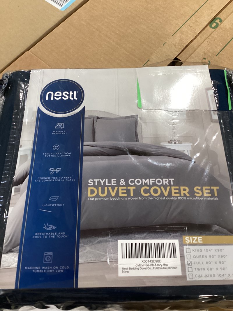 Condition photo showing Good Condition for nestl navy blue duvet cover full size - soft full size duvet cover set, 3 piece double brushed full duvet covers with button closure, 1 full duvet cover 80x90 inches and 2 pillow shams
