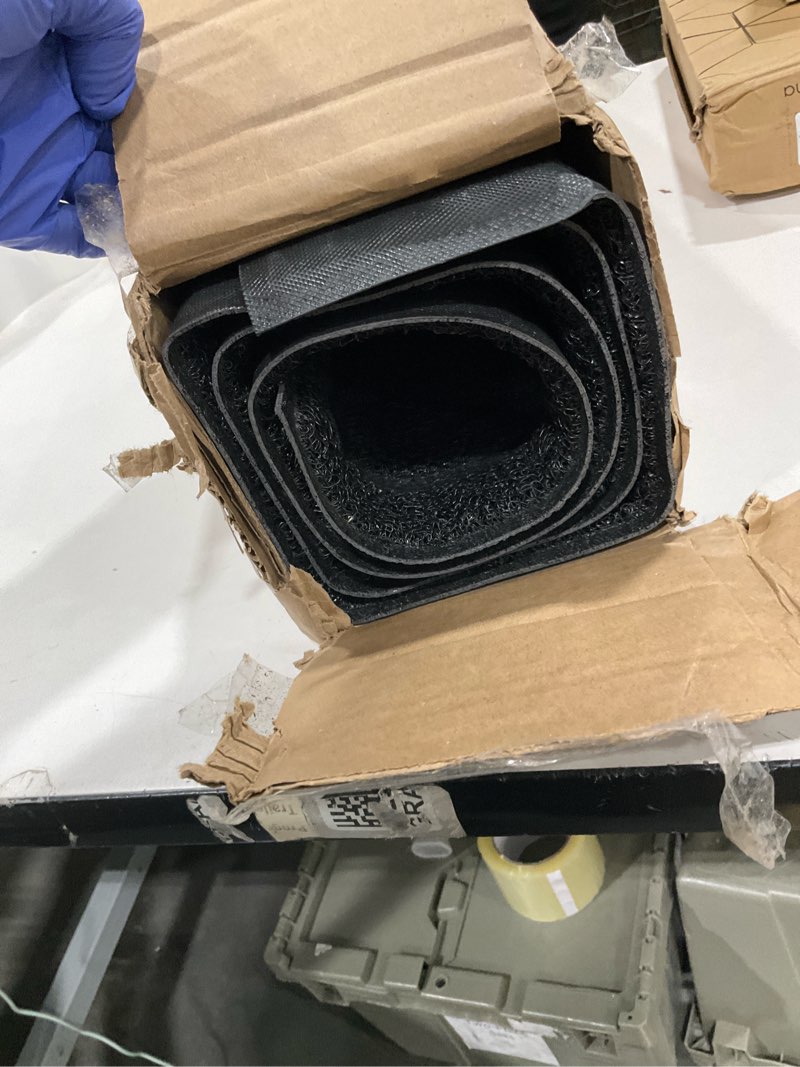 Condition photo showing Good Condition for ultralux non-slip pvc mesh door mat, heavy duty 3d dirt trapper doormat, indoor outdoor dirt barrier scraper entrance mat for front and back doors 24” x 16” metallic blue & orange entry rug 1'4" x 2' (rectangular)