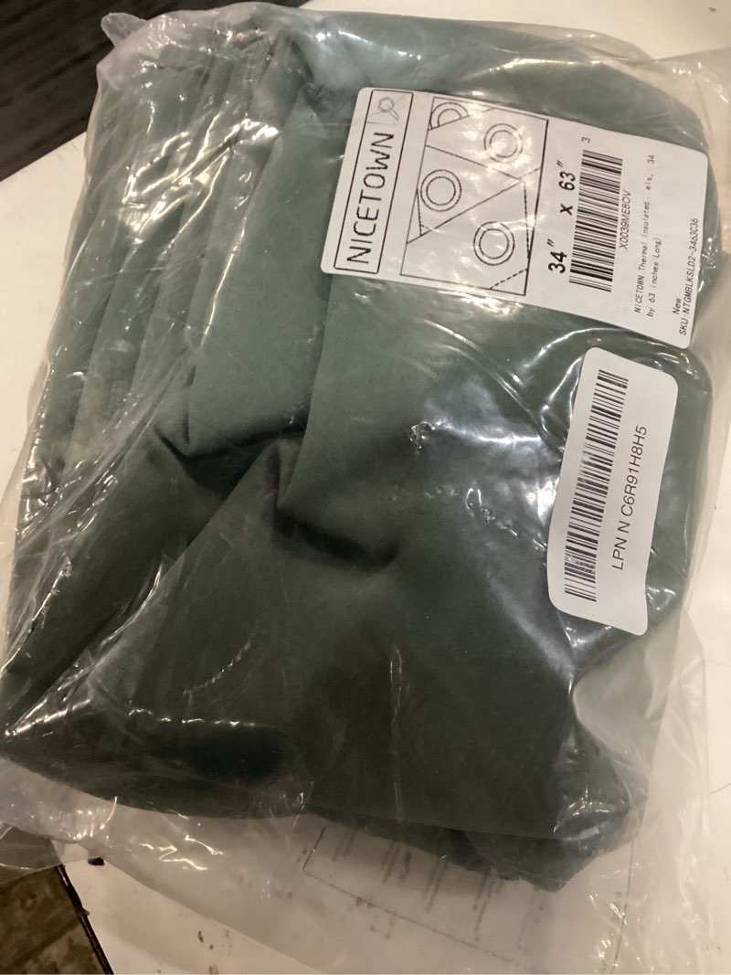 Condition photo showing New/Like New for nicetown modern blackout curtains noise reducing, thermal insulated and privacy room darkening drape panels for boy's guest room door small short window (greyish blue, 2 panels, w34 x l63 -inch) greyish blue 34"w x 63"l (pack of 2)
