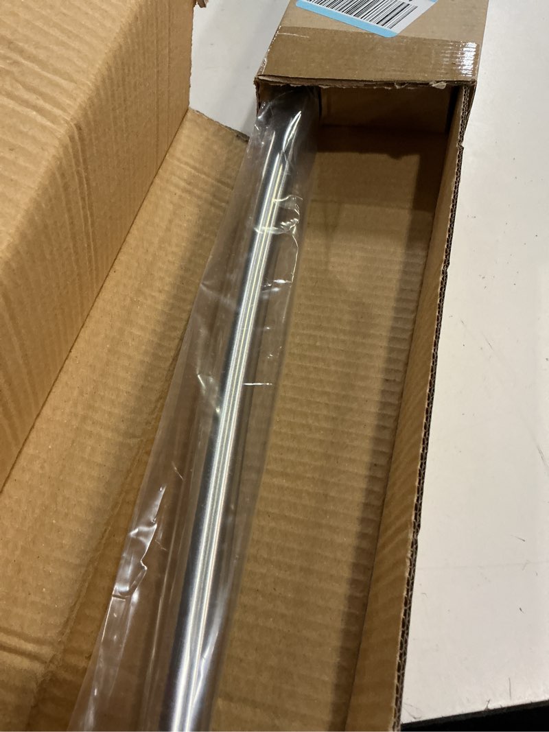 Condition photo showing Good Condition for adjustable curved shower rod, 42-72 inches extra wide shower curtain rod, rust proof, premium stainless steel, curved shower curtain rod for bathroom, need to drill, silver nickel 42-72 inches