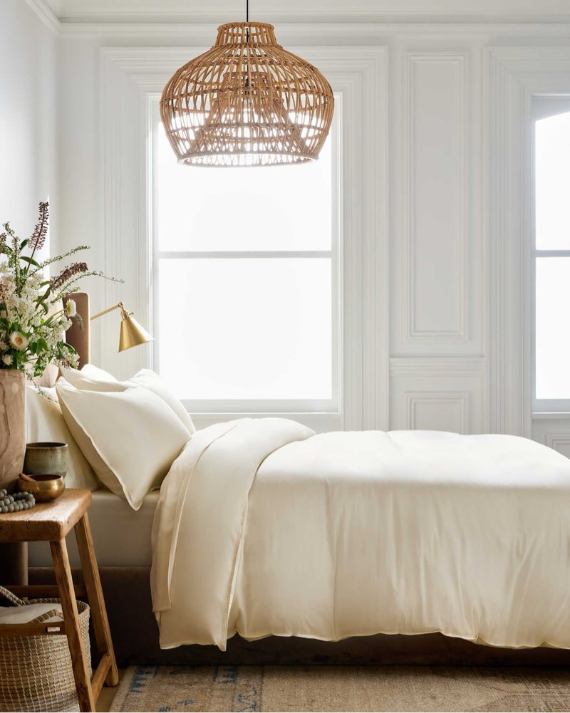 quince, bamboo duvet cover full/queen white (3pcs)