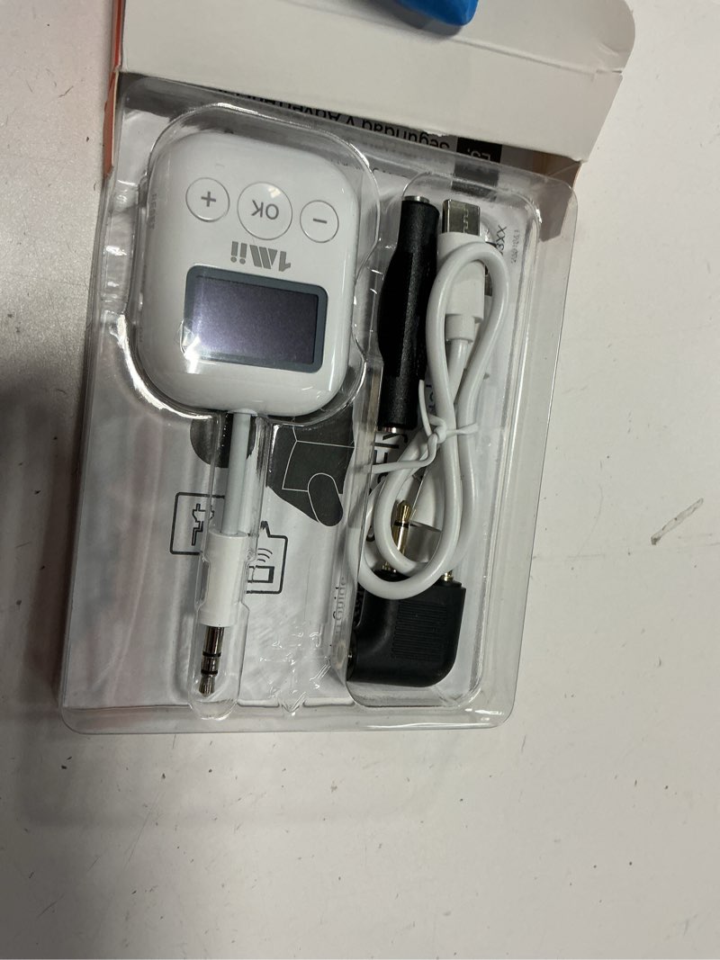 Condition photo showing New/Like New for 1mii bluetooth 5.3 transmitter w/screen for tv to 2 headphones, aptx ad/ll/hd hi-fi audio, 25h playtime, 3.5mm aux bluetooth adapter for tv, pc, cd player, mp3, gym, projector - transmitter only