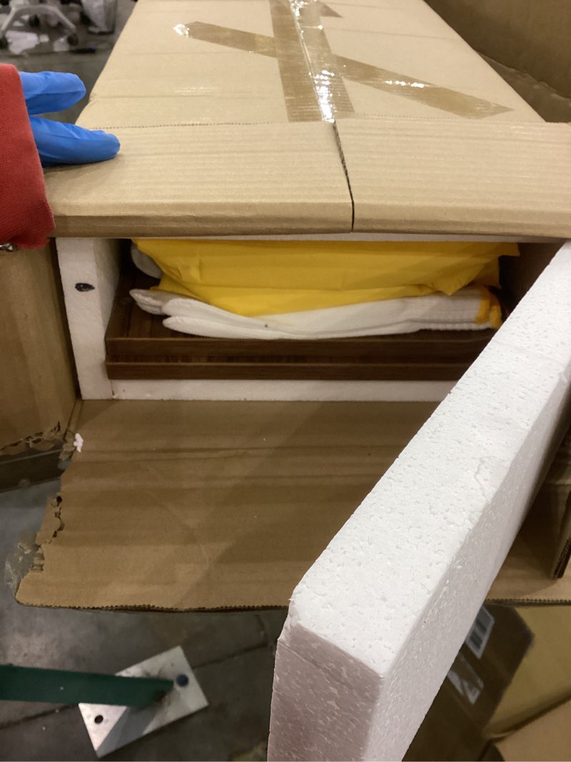 Condition photo showing As Is for Lkeiyay 3-Tier Wooden Open Bookcase with Seamless Fit Wall,Space Saving Modern Display Bookshelf with Top Edge,Storage Cabinet Easy Assembly for Living Room,Bedroom,Study Walnut