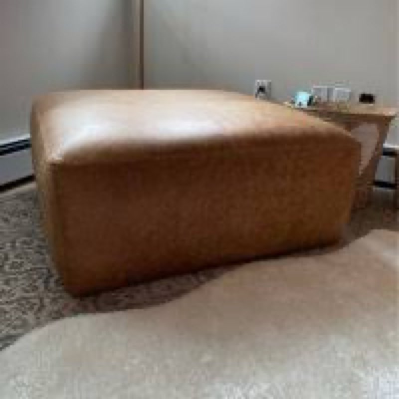Heafield Square 35\" Wide Full-Grain Genuine Italian Leather Ottoman 